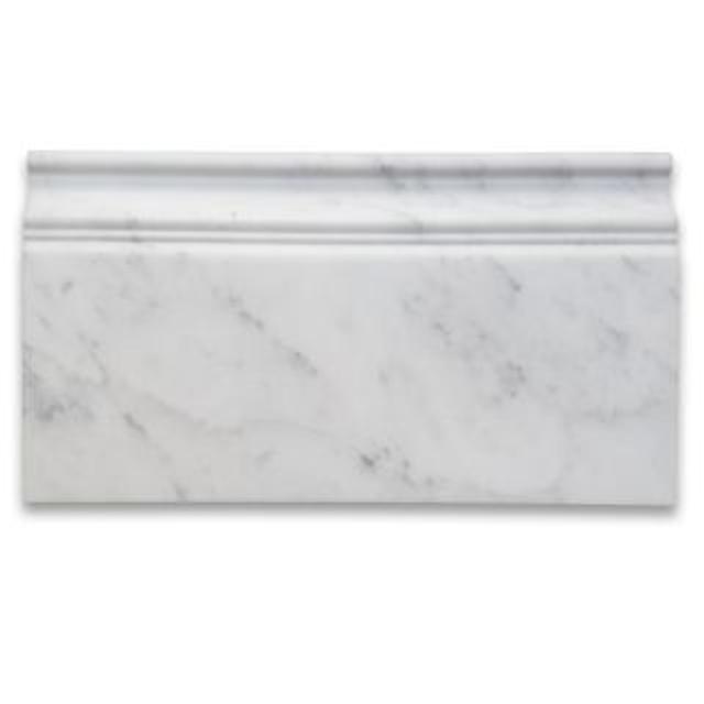 Phào chỉ đá Carrara Baseboard (phào chân tường) — bề mặt mài mờ (honed), Rochelle Stone