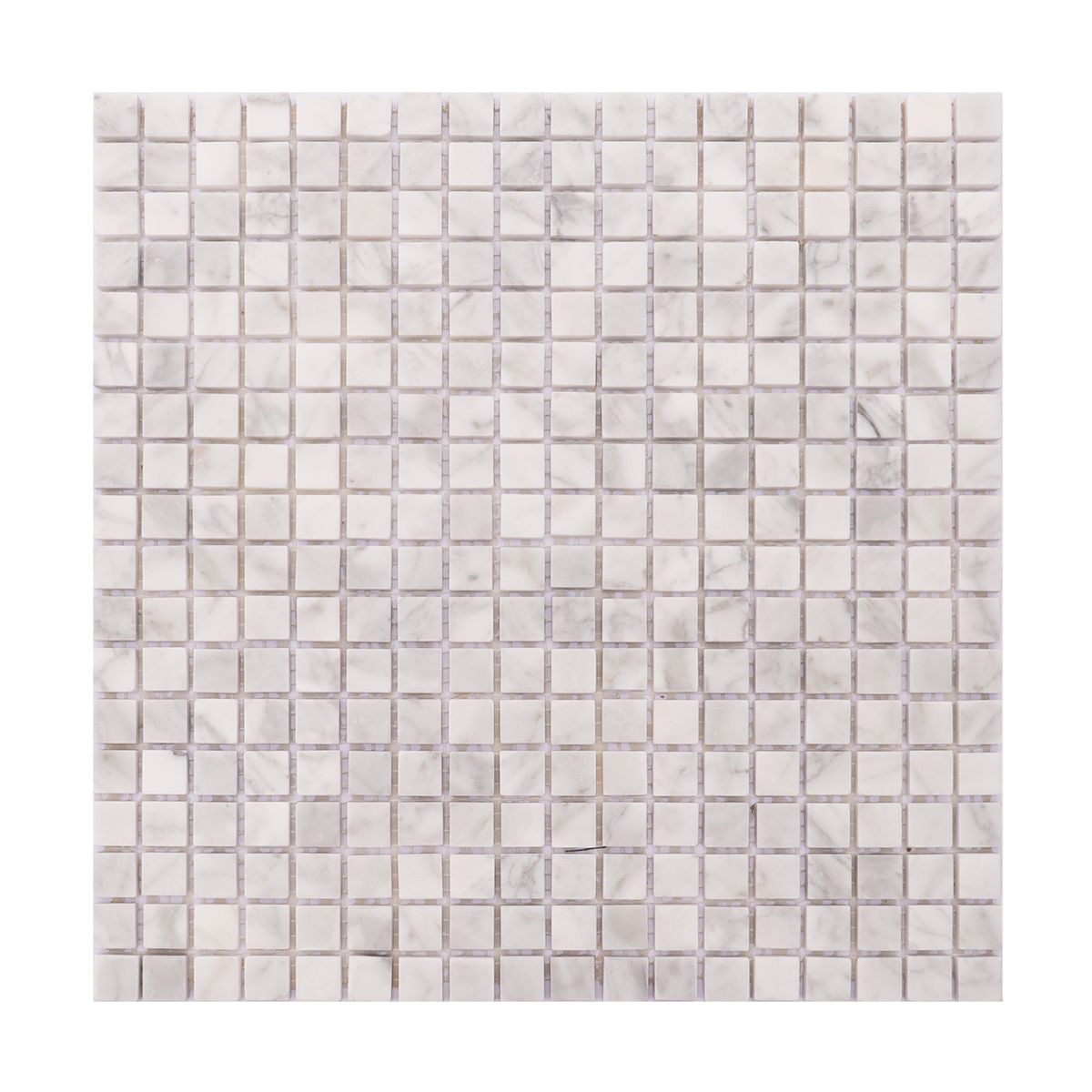Carrara White Honed Marble Square Mosaic Tiles — mosaic vuông bằng đá marble trắng & trắng Carrara
