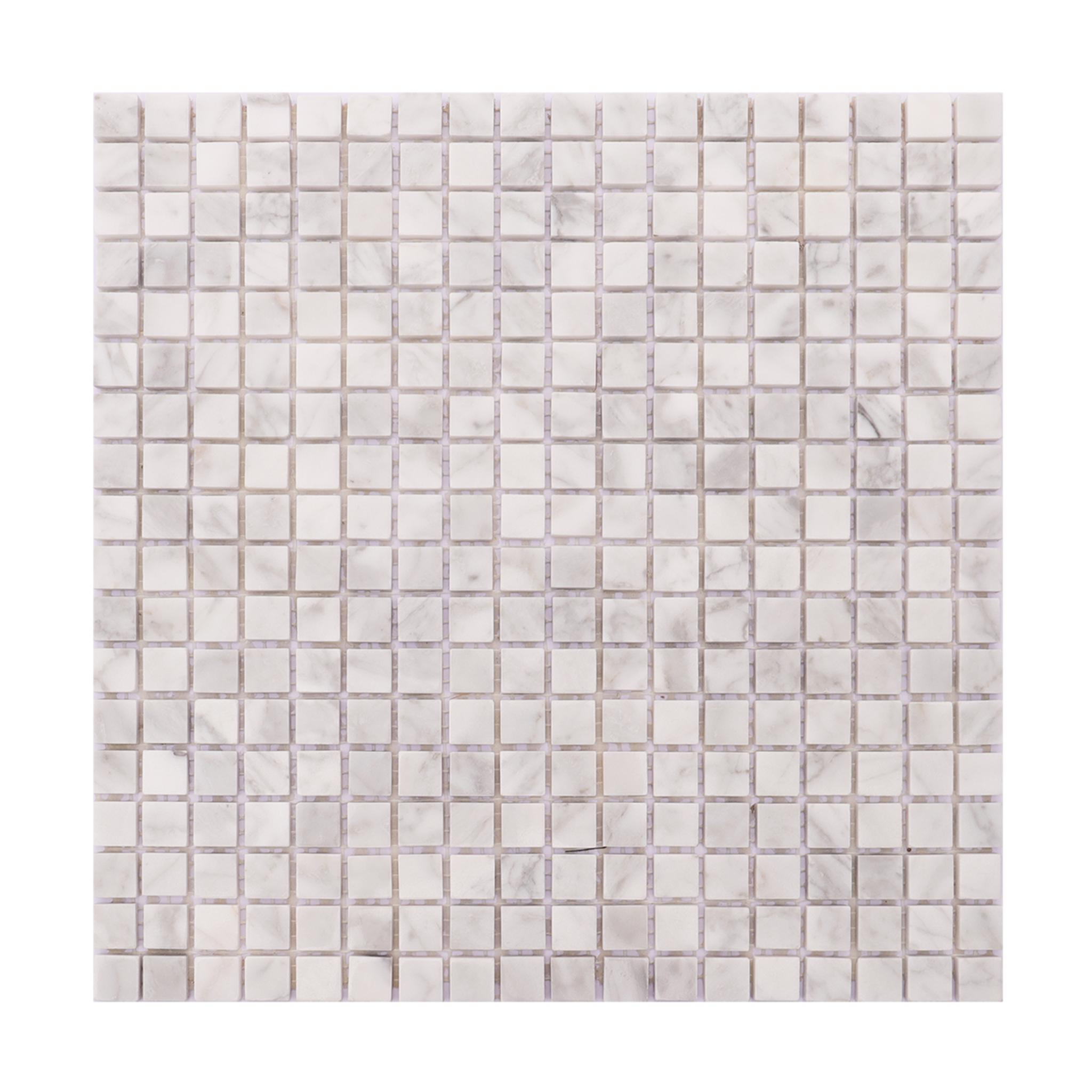 Carrara White Honed Marble Square Mosaic Tiles — mosaic vuông bằng đá marble trắng & trắng Carrara
