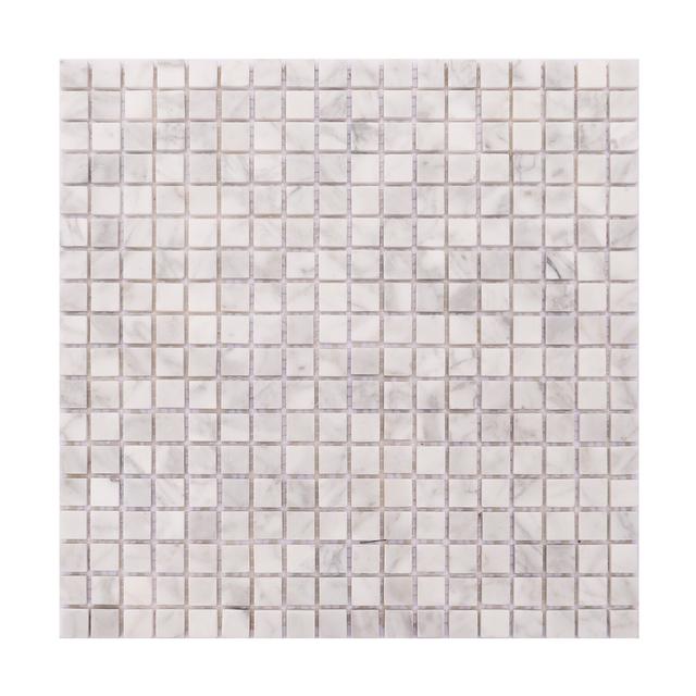 Carrara White Honed Marble Square Mosaic Tiles — mosaic vuông bằng đá marble trắng & trắng Carrara