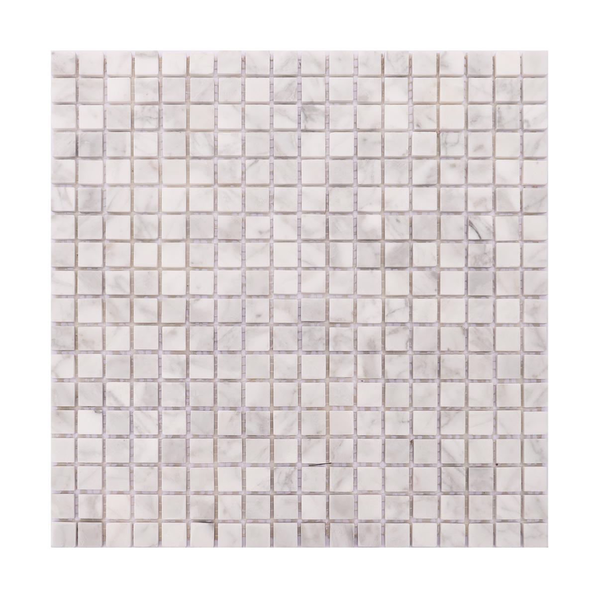 Carrara White Honed Marble Square Mosaic Tiles — mosaic vuông bằng đá marble trắng & trắng Carrara