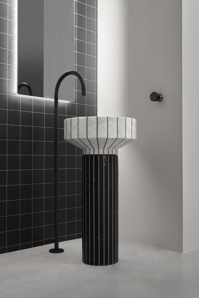 Lavabo 024 đặt sàn — lavabo đá tự nhiên Rochelle