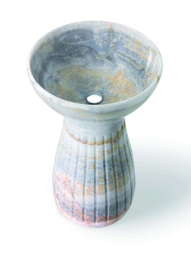 Lavabo đá nguyên khối tròn VII — nội thất đá Rochelle Stone