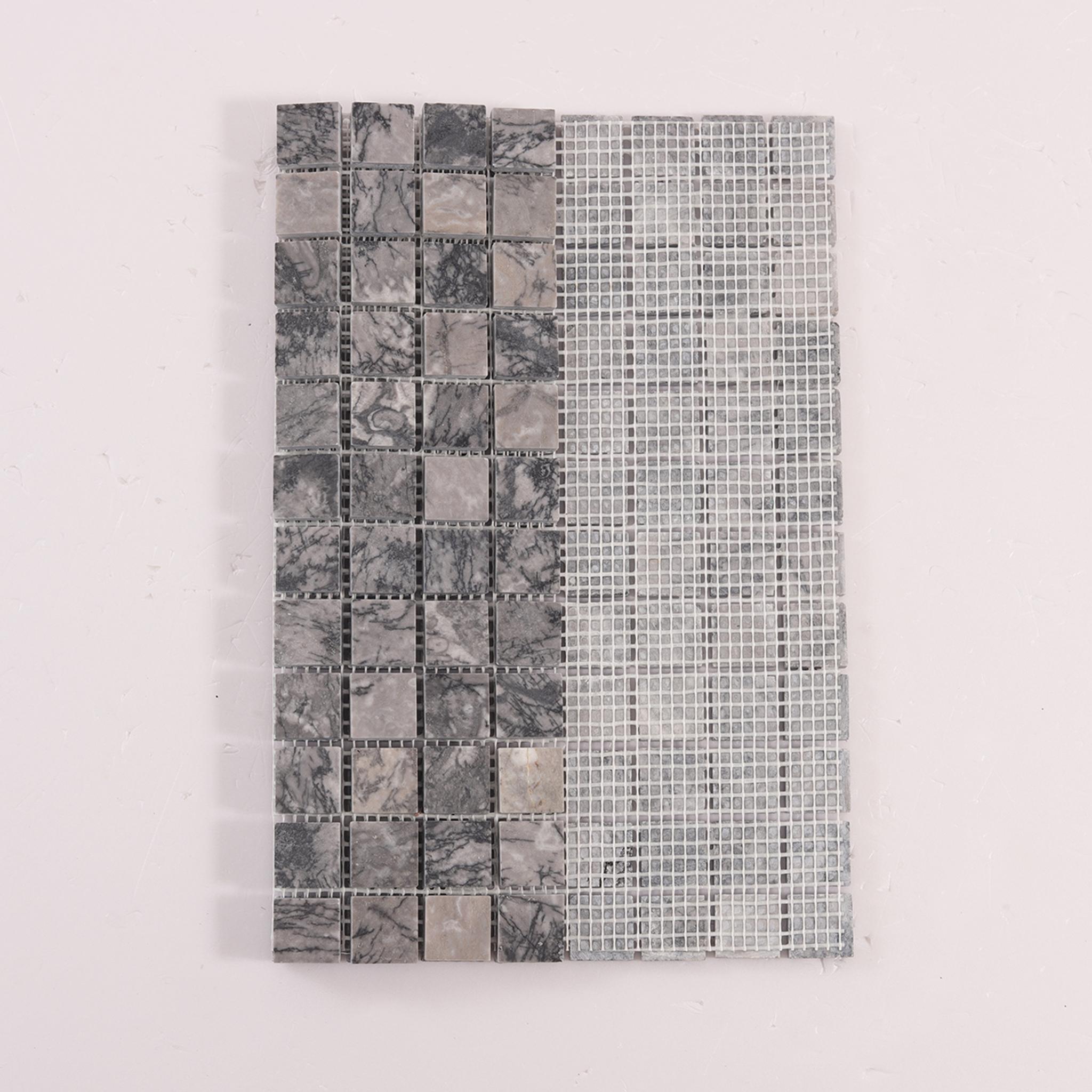Bardiglio Gray Square Marble Polished Mosaic Tiles — mosaic vuông bằng đá marble xám