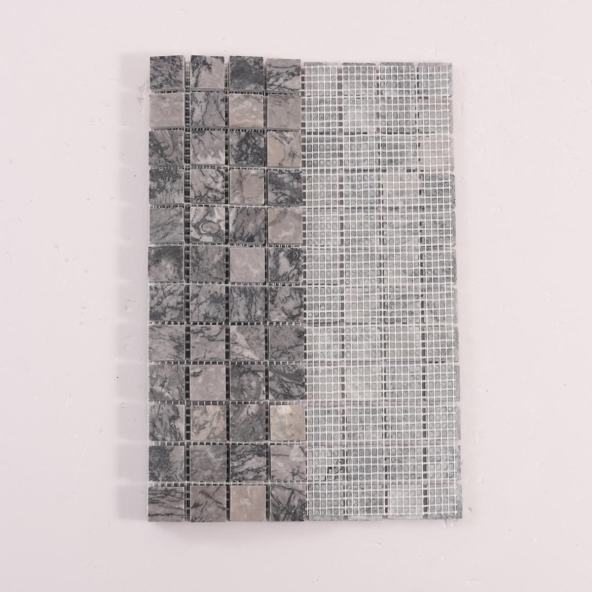 Bardiglio Gray Square Marble Polished Mosaic Tiles — mosaic vuông bằng đá marble xám