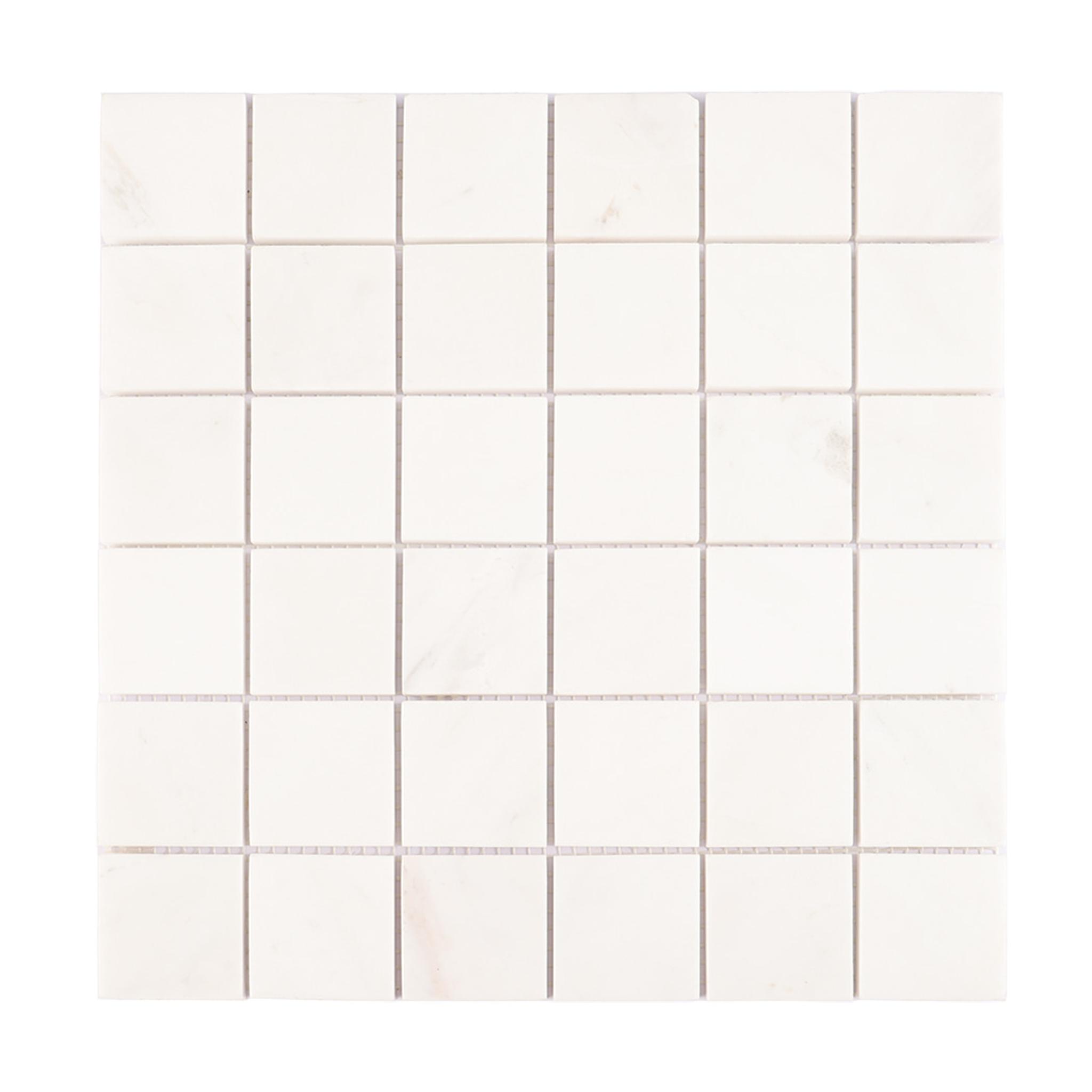 White Square Marble Floor and Wall Mosaic Tile — mosaic vuông bằng đá marble trắng