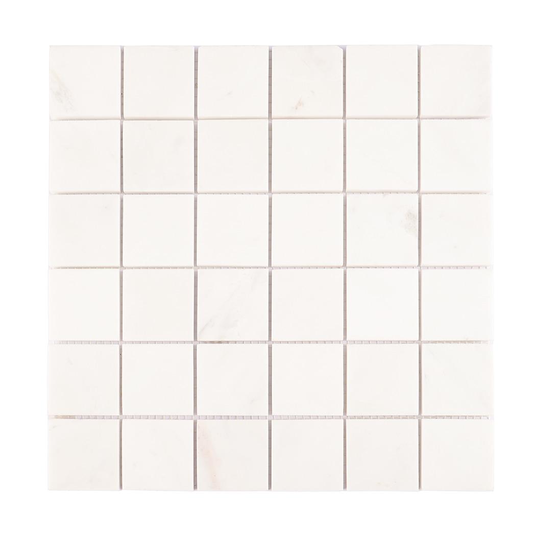 White Square Marble Floor and Wall Mosaic Tile — mosaic vuông bằng đá marble trắng