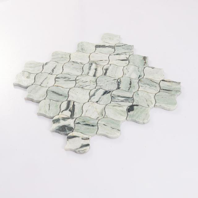 Light Green Arabesque Marble Tile 10.63 in. x 10.63 in. — mosaic arabesque bằng đá marble xanh lục