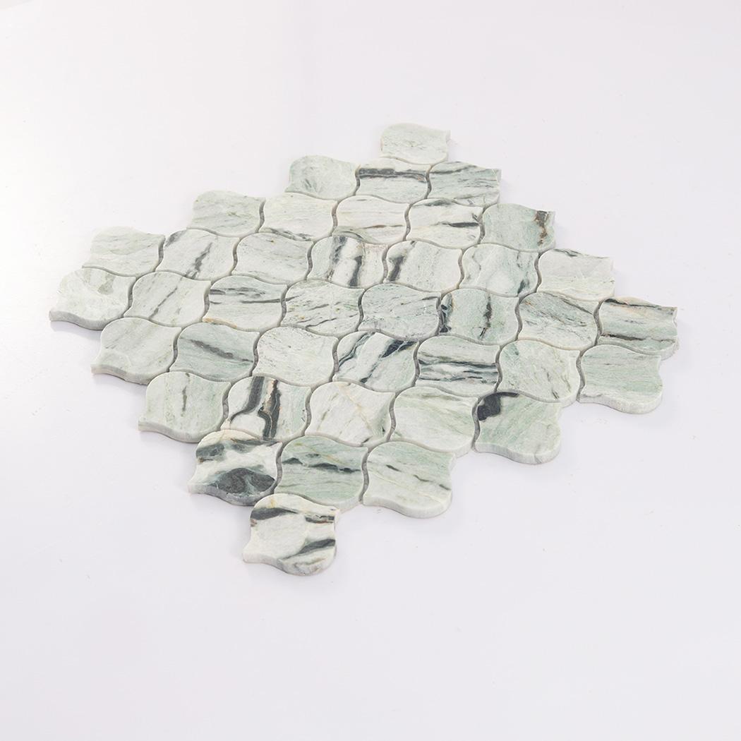 Light Green Arabesque Marble Tile 10.63 in. x 10.63 in. — mosaic arabesque bằng đá marble xanh lục