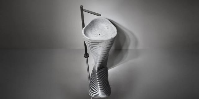 Lavabo Vortice đặt sàn — lavabo đá tự nhiên Rochelle