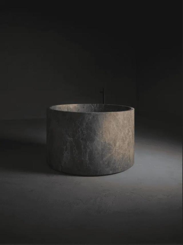 Bồn tắm đá nguyên khối tròn — nội thất đá Rochelle Stone