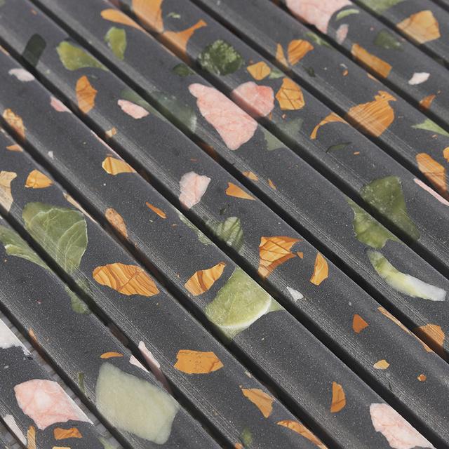 Black Terrazzo Fluted Wall Mosaic Tile for Powder Room and Walls — mosaic rãnh sọc (fluted) bằng đá terrazzo đen