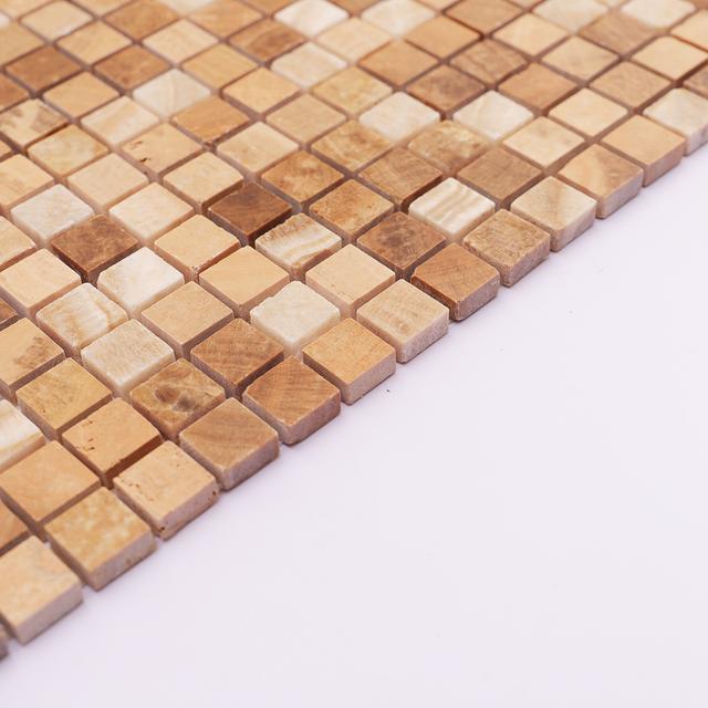 Light Brown Square Marble Mosaic Tile — mosaic vuông bằng đá marble nâu