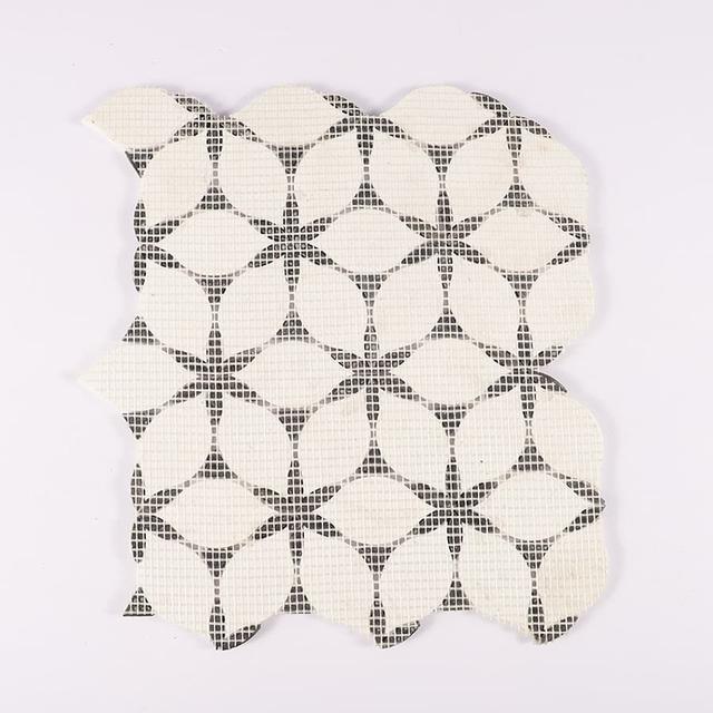 Black and White Petal Waterjet Marble Mosaic — mosaic hoa văn waterjet bằng đá marble đen & trắng