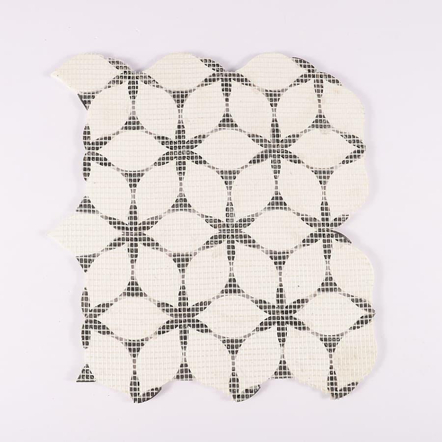 Black and White Petal Waterjet Marble Mosaic — mosaic hoa văn waterjet bằng đá marble đen & trắng
