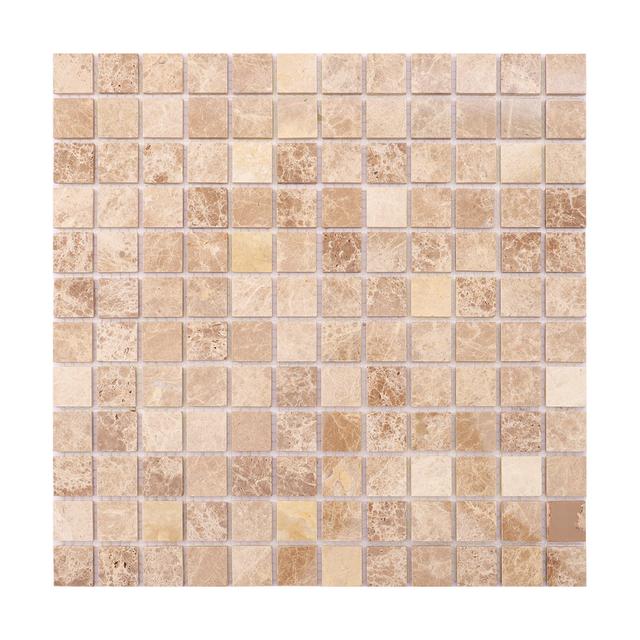 Emperador Light Polished Marble Mosaic Backsplash Tile — mosaic ghép nghệ thuật bằng đá marble nâu Emperador
