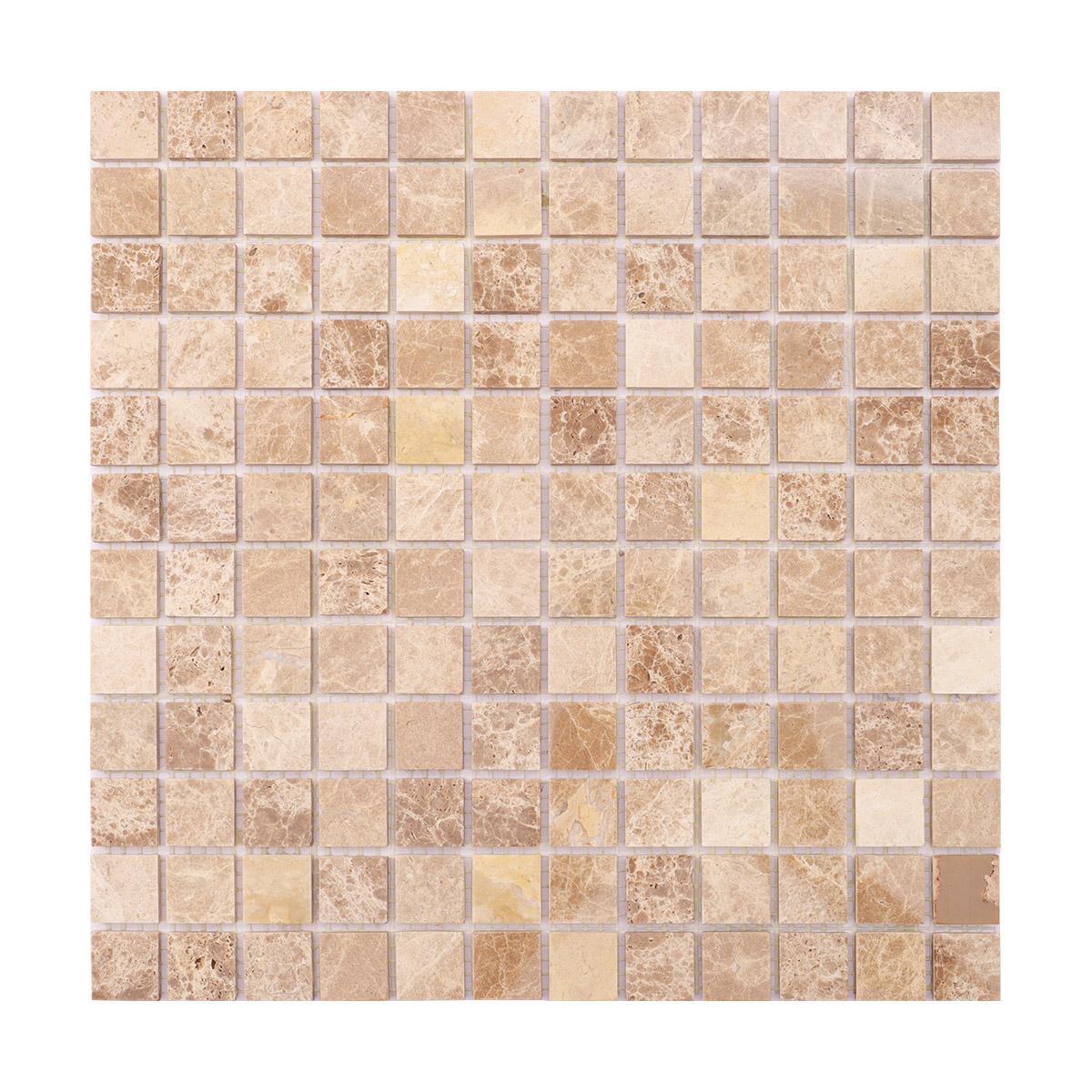 Emperador Light Polished Marble Mosaic Backsplash Tile — mosaic ghép nghệ thuật bằng đá marble nâu Emperador