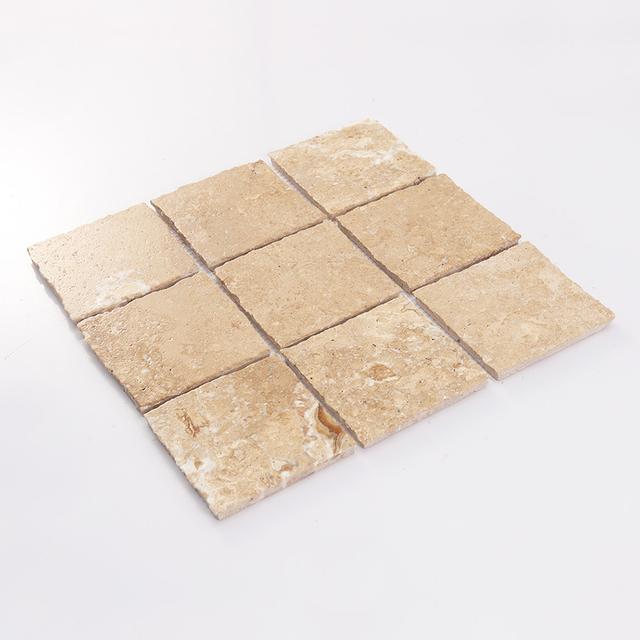 Beige Limestone Square Mosaic Tile for Natural Wall and Floor Design — mosaic vuông bằng đá vôi (limestone) beige