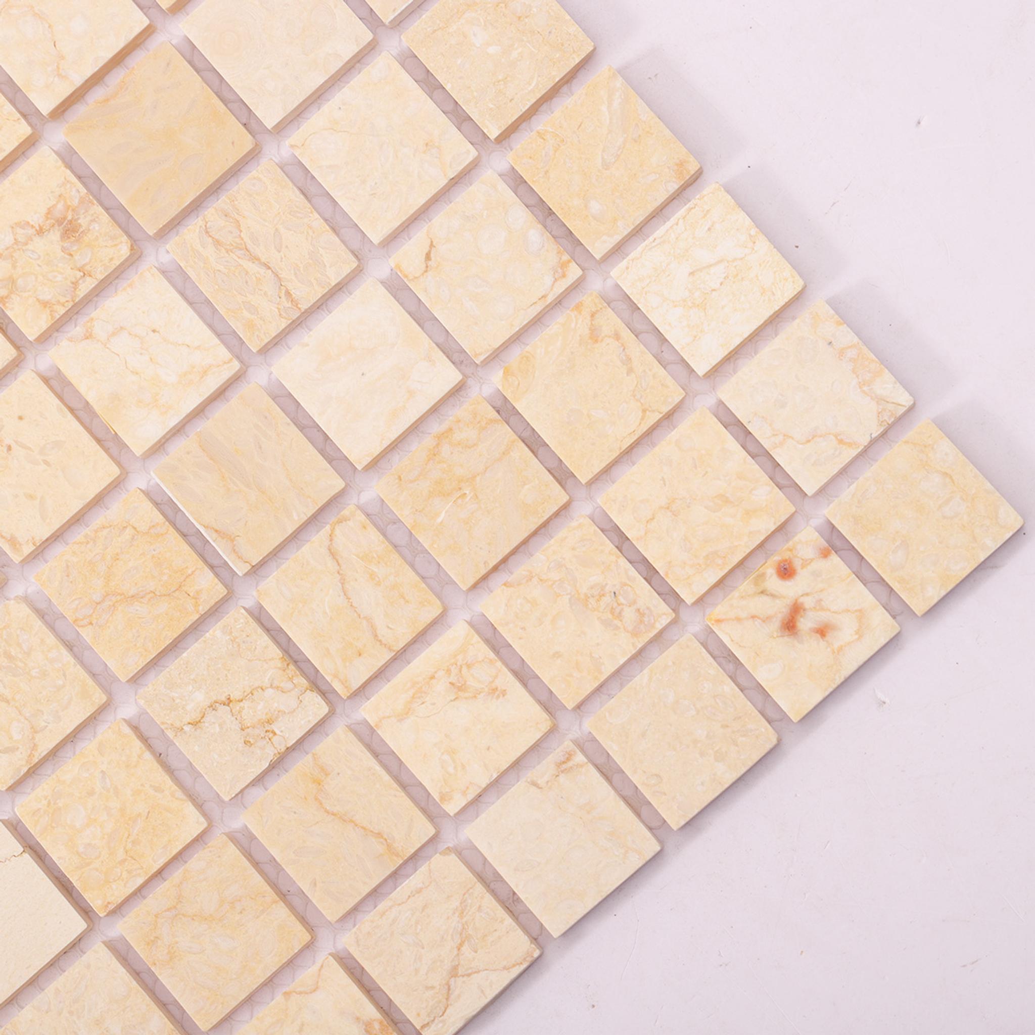 Crema Marfil Square Marble Mosaic Tiles 23X23 — mosaic vuông bằng đá marble tự nhiên