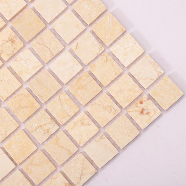 Crema Marfil Square Marble Mosaic Tiles 23X23 — mosaic vuông bằng đá marble tự nhiên