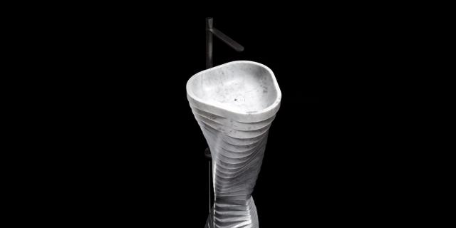 Lavabo Vortice đặt sàn — lavabo đá tự nhiên Rochelle