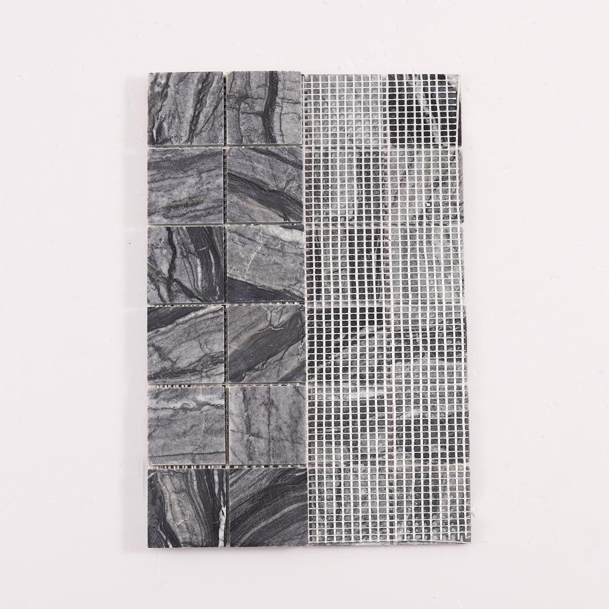 Bardiglio Square Marble Mosaic Tiles 48X48 for Elegant Spaces — mosaic vuông bằng đá marble tự nhiên