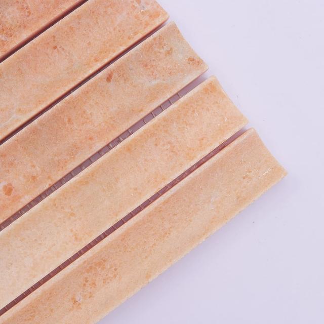 Orange Fluted Marble Mosaic Tile for Wall — mosaic rãnh sọc (fluted) bằng đá marble tự nhiên