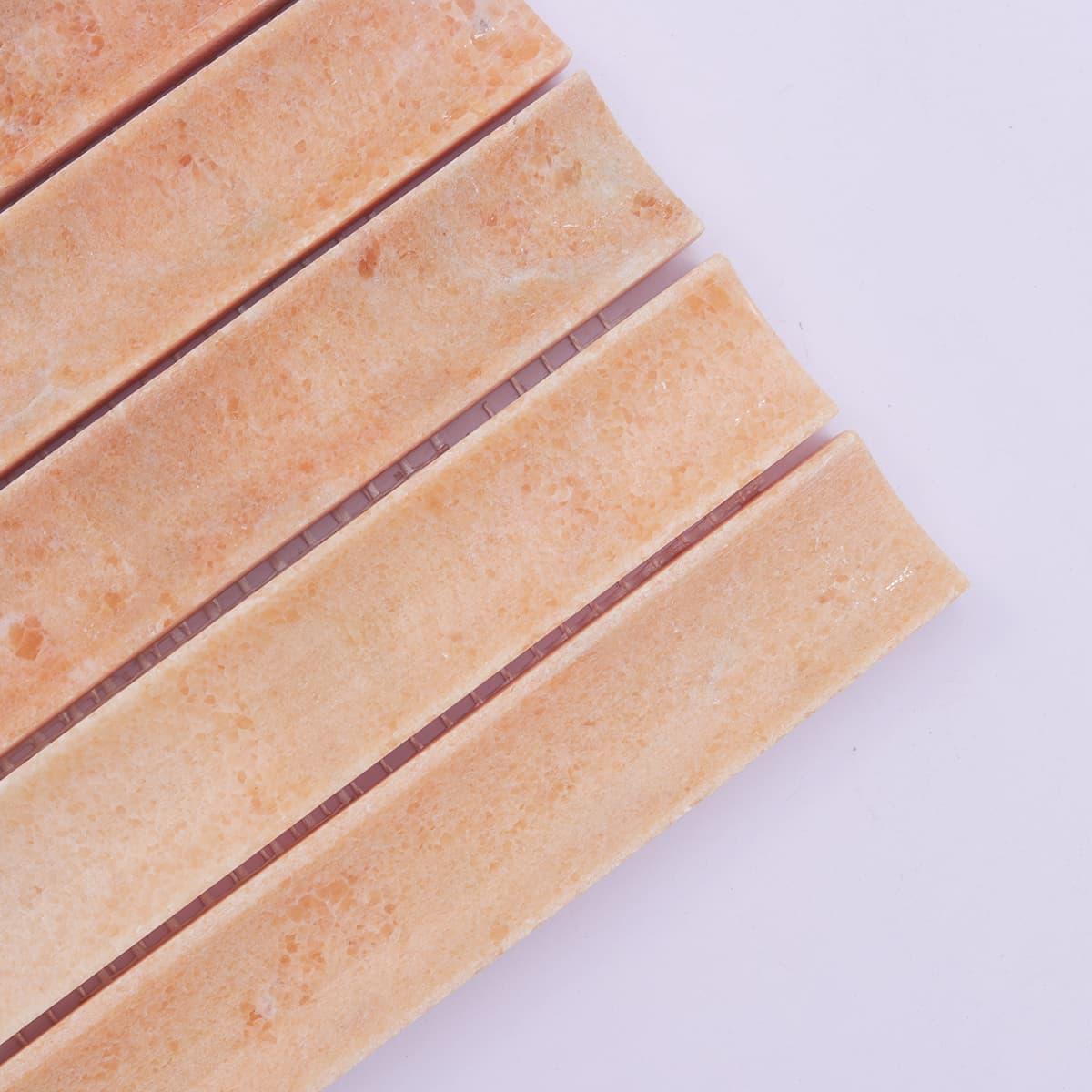 Orange Fluted Marble Mosaic Tile for Wall — mosaic rãnh sọc (fluted) bằng đá marble tự nhiên
