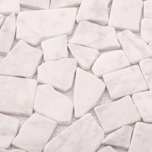 Cracked White Carrara Marble Mosaic Tile — mosaic ghép nghệ thuật bằng đá marble trắng & trắng Carrara