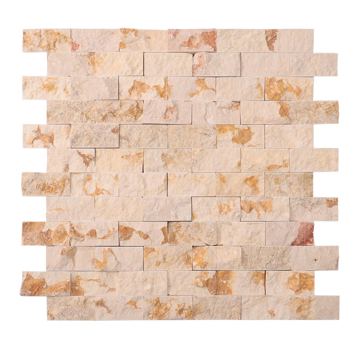 Crema Marfil Face Stone Subway Tiles — mosaic subway (gạch thẻ) bằng đá marble tự nhiên