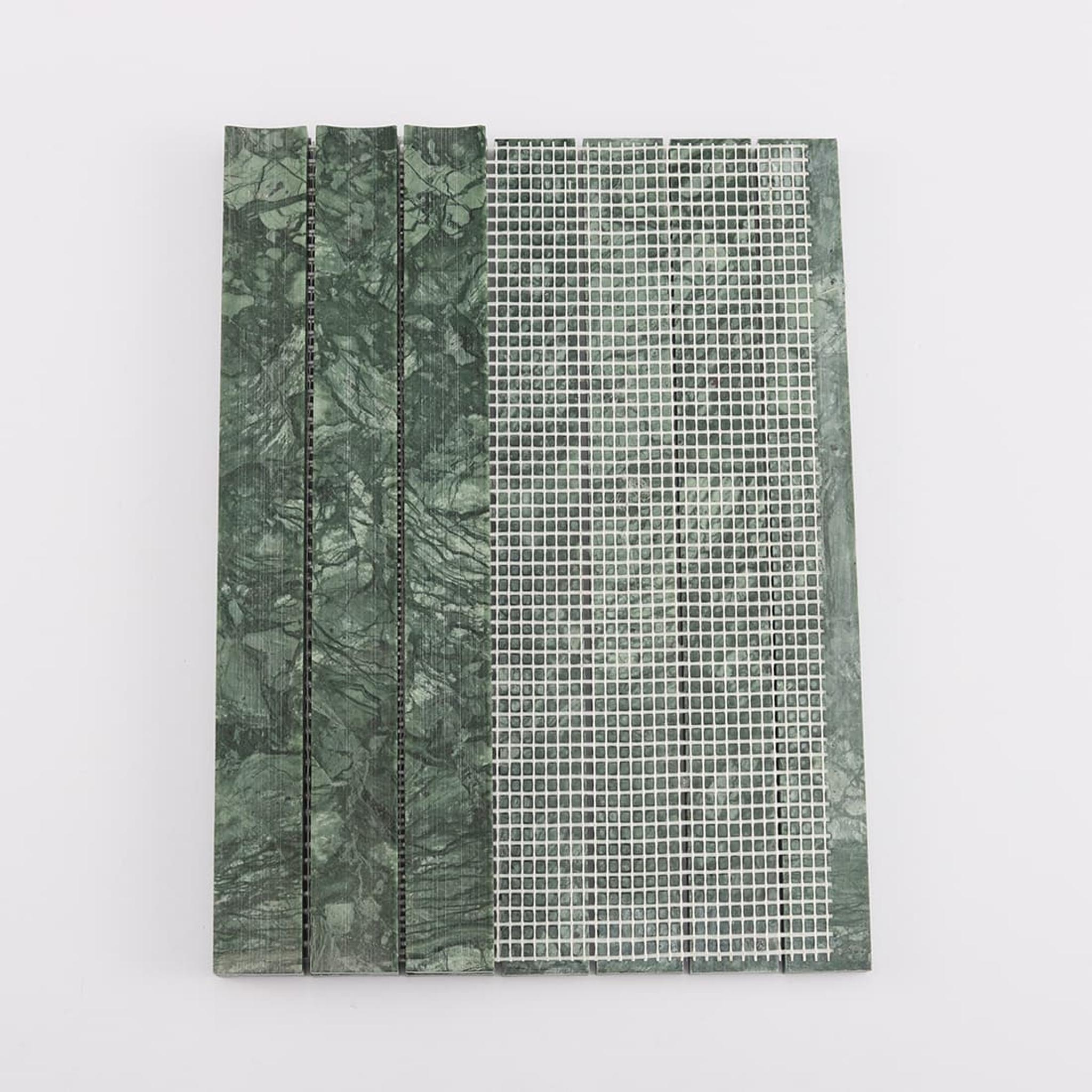 Indian Green Strip Fluted Marble Mosaic Tile for Interior Wall — mosaic rãnh sọc (fluted) bằng đá marble xanh lục