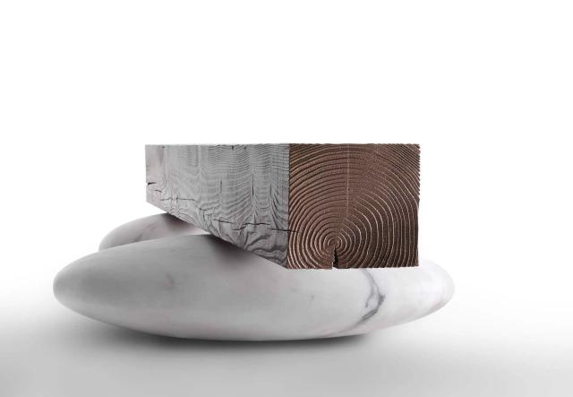 Ghế băng đá thuôn dài III — nội thất đá Rochelle Stone