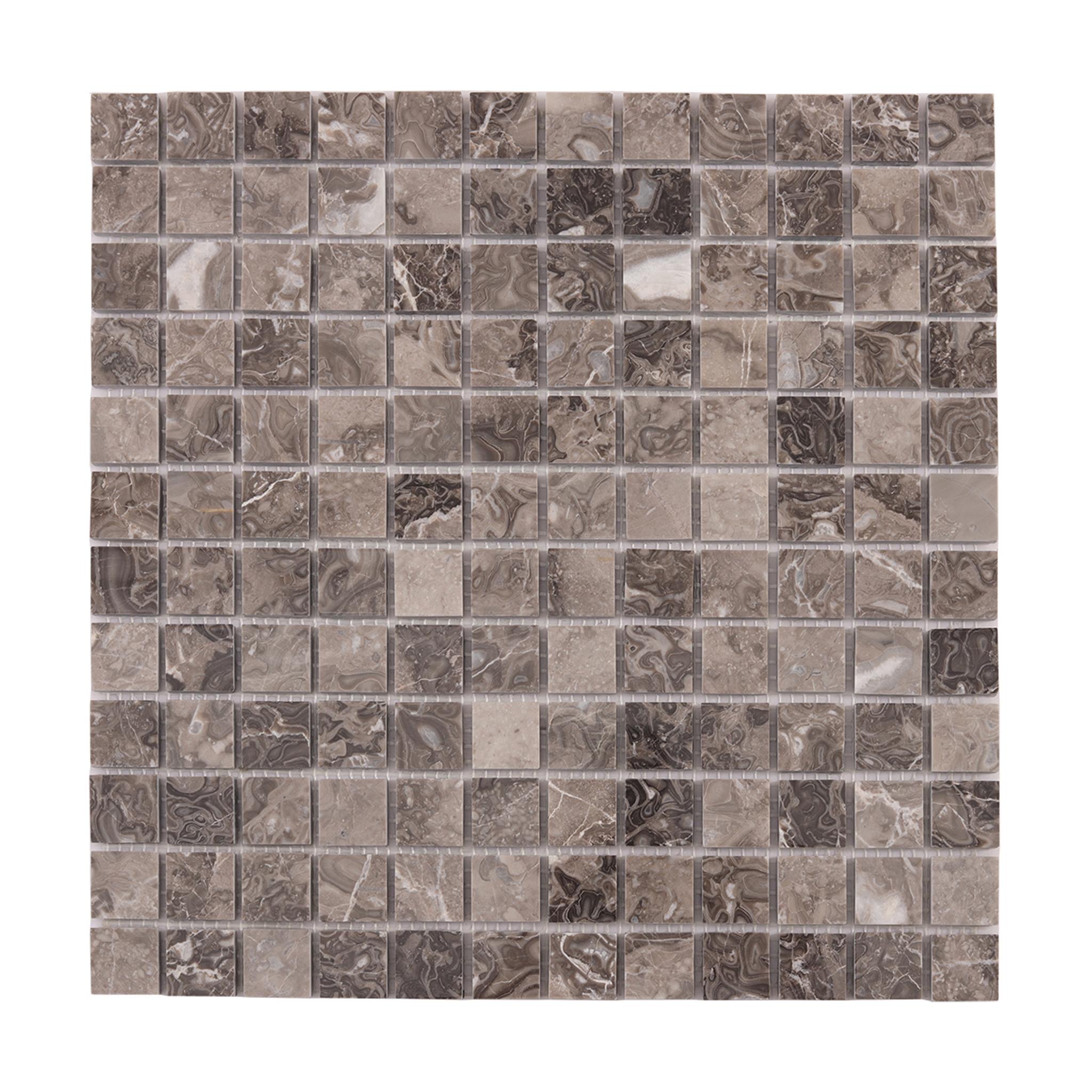 Emperador Light Brown Square Marble Mosaic Tiles — mosaic vuông bằng đá marble nâu & nâu Emperador