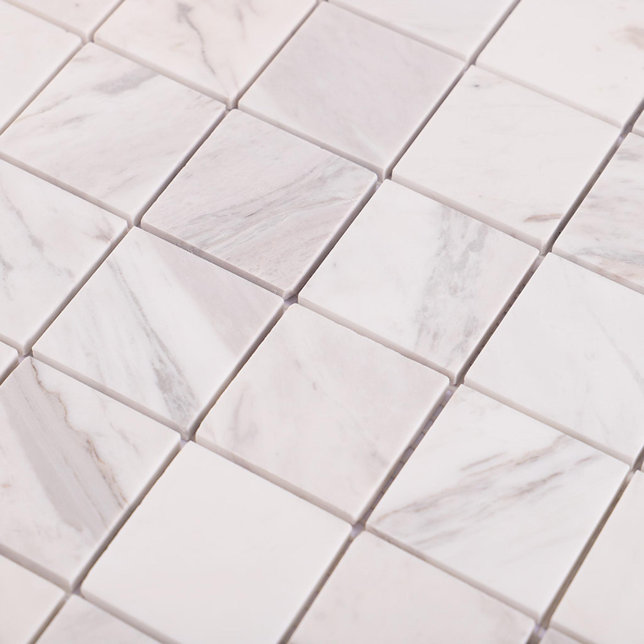 Jazz White Natural Marble Square Mosaic Tile — mosaic vuông bằng đá marble trắng