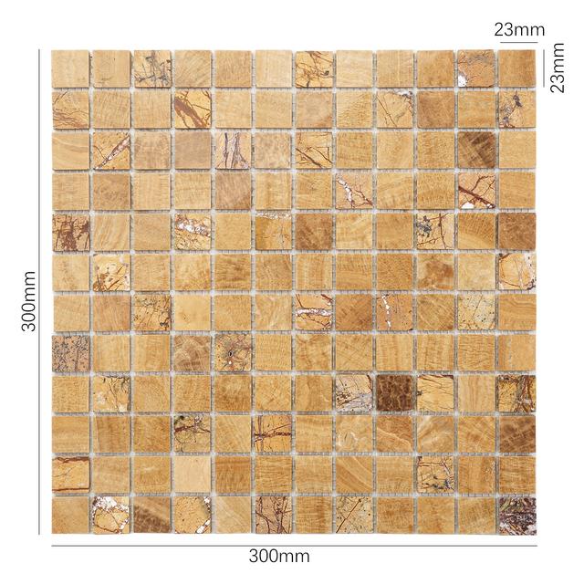 Polished Emperador Light Marble Square Mosaic Tiles — mosaic vuông bằng đá marble nâu Emperador