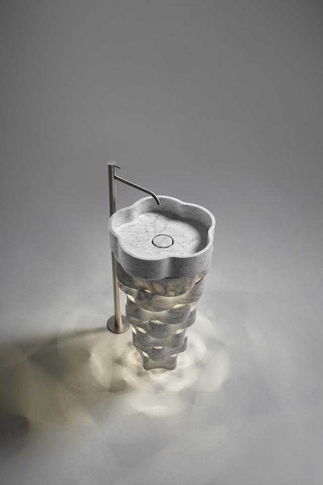 Lavabo Intreccio đặt sàn — lavabo đá tự nhiên Rochelle