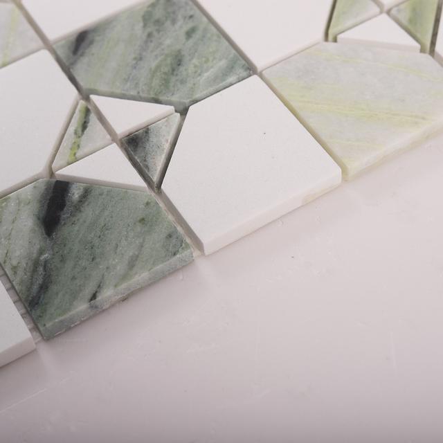 Ming Green and White Thassos Marble Tiles — mosaic ghép nghệ thuật bằng đá marble trắng & xanh lục