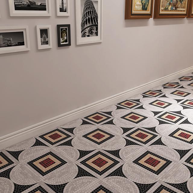 Glass and Marble Red Dot Mosaic Tiles — mosaic ghép nghệ thuật bằng đá marble đỏ