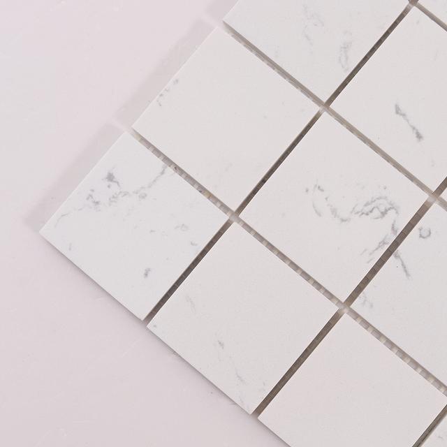 White Square Polished Marble Mosaic Tiles — mosaic vuông bằng đá marble trắng