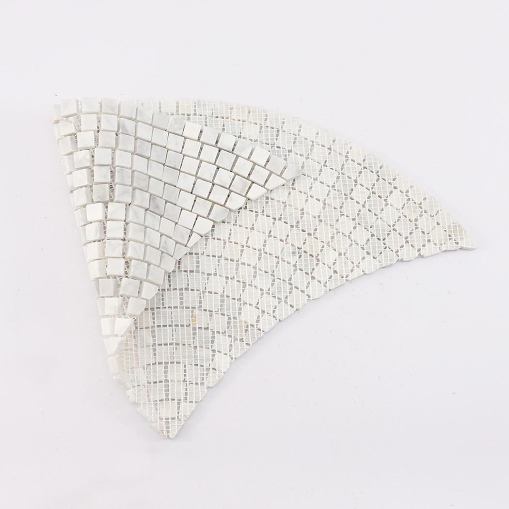 White Fan Shaped Marble Tile Hand Cut Wall and Floor Mosaic — mosaic nan quạt bằng đá marble trắng
