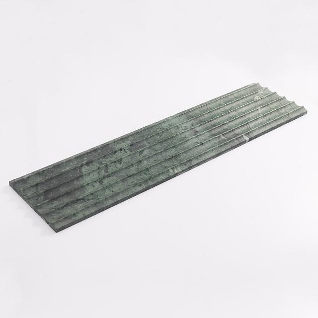 Green Marble Fluted Wall Tile for Luxury Bar and Restaurant Interiors — mosaic rãnh sọc (fluted) bằng đá marble xanh lục