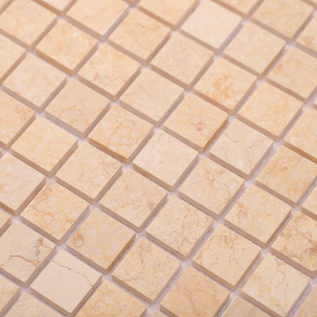 Crema Marfil Square Marble Mosaic Tiles 23X23 — mosaic vuông bằng đá marble tự nhiên