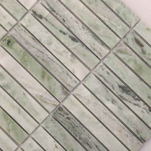 Polished Ming Green Marble Vertical Mosaic Wall Tiles — mosaic ghép nghệ thuật bằng đá marble xanh lục