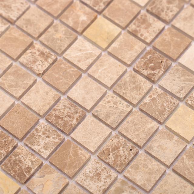 Emperador Light Polished Marble Mosaic Backsplash Tile — mosaic ghép nghệ thuật bằng đá marble nâu Emperador