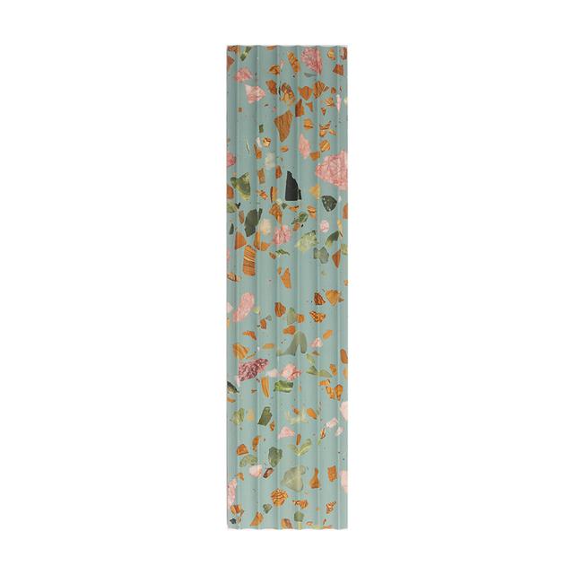 Aqua Terrazzo Fluted Tile — Mosaic rãnh sọc terrazzo nền xanh ngọc — Rochelle Rochelle Stone