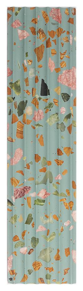Aqua Terrazzo Fluted Tile 5.91 in. x 23.62 in. — mosaic rãnh sọc (fluted) bằng đá terrazzo tự nhiên