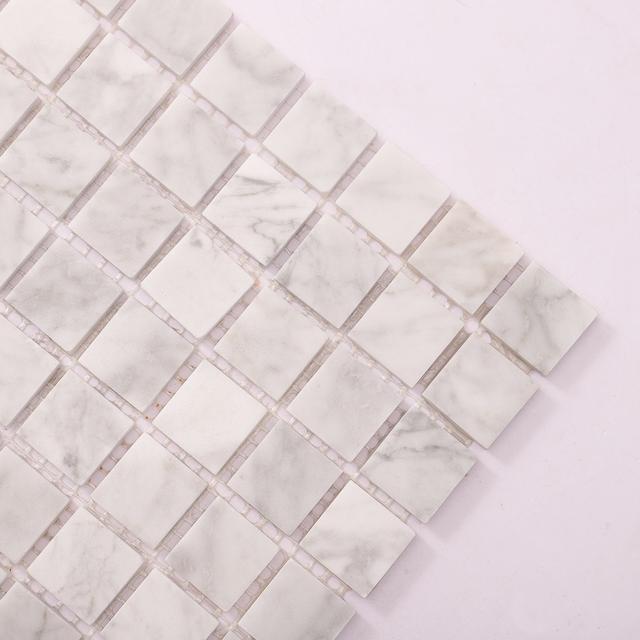 Carrara White Square Marble Mosaic Tiles for Elegant Walls — mosaic vuông bằng đá marble trắng & trắng Carrara