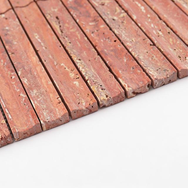 3D Curved Fluted Travertine Mosaic Natural Linear Stone Wall Tile — mosaic rãnh sọc (fluted) bằng đá travertine tự nhiên