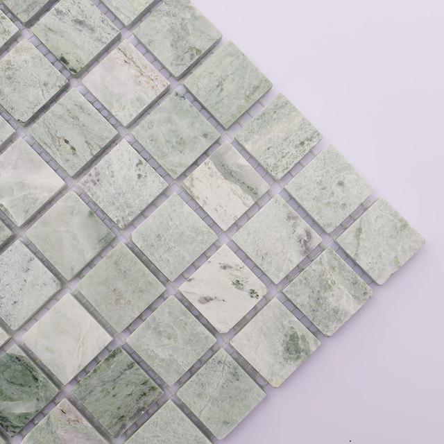 Envy Green Square Marble Mosaic Tiles — mosaic vuông bằng đá marble xanh lục & đỏ