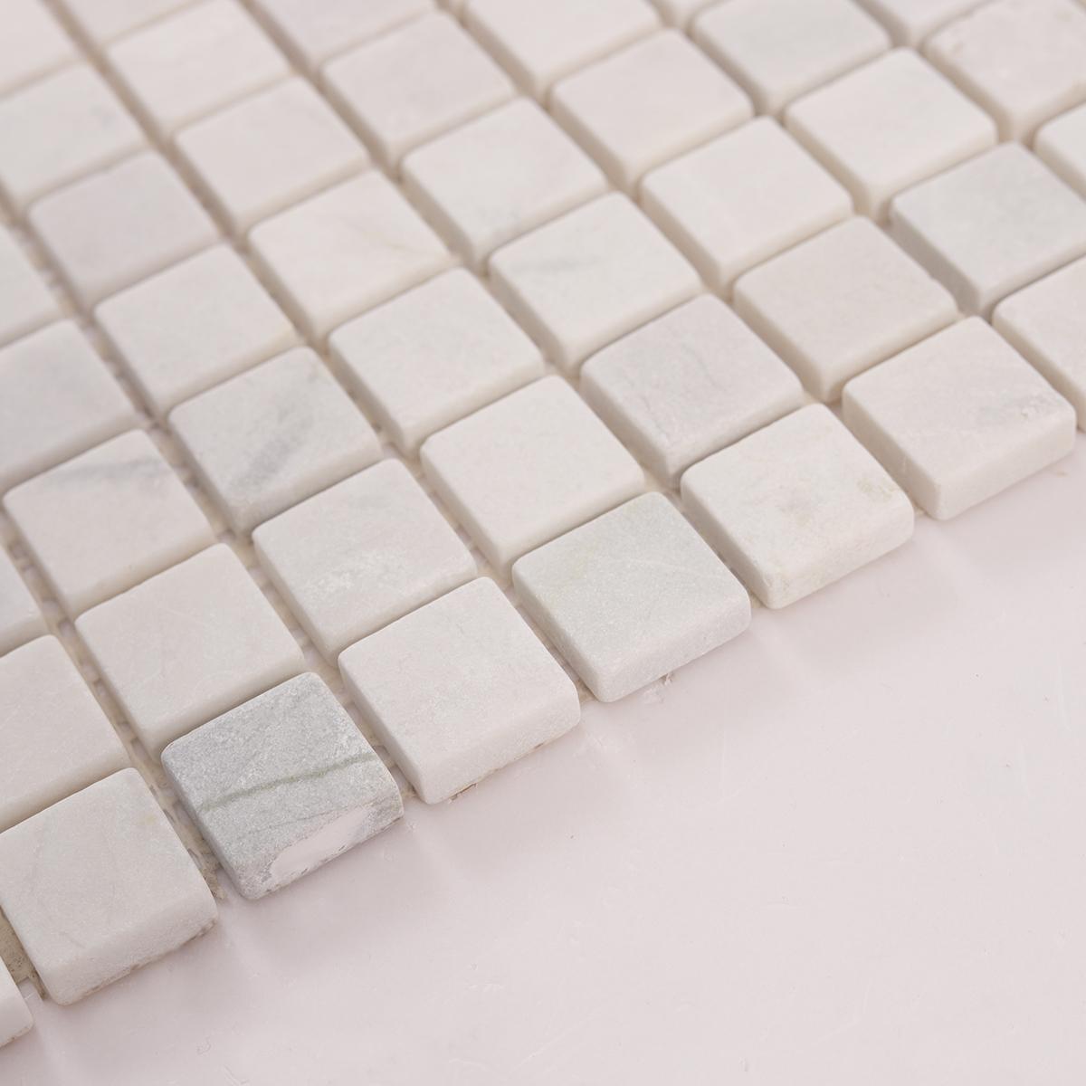 Thassos White Square Marble Mosaic Tiles for Walls & Floors — mosaic vuông bằng đá marble trắng
